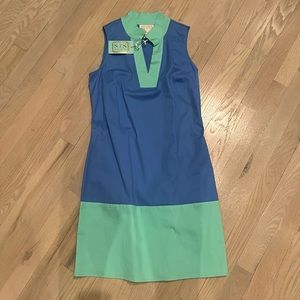 NWT STS Sail to Sable Dress Navy Blue Teal Sleeveless Colorblock Stretch Size XS